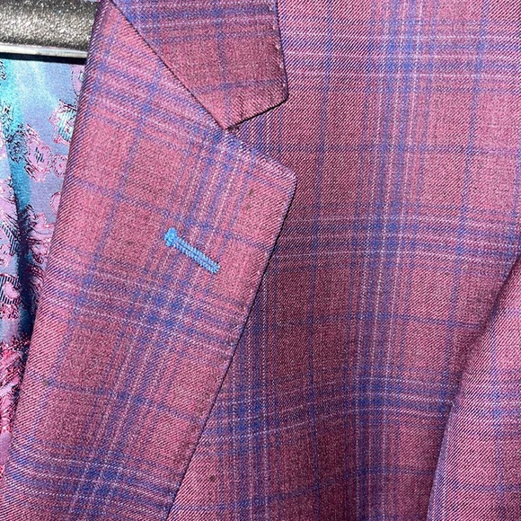 Italian slim fit burgundy blazer 100% wool - Picture 3 of 5